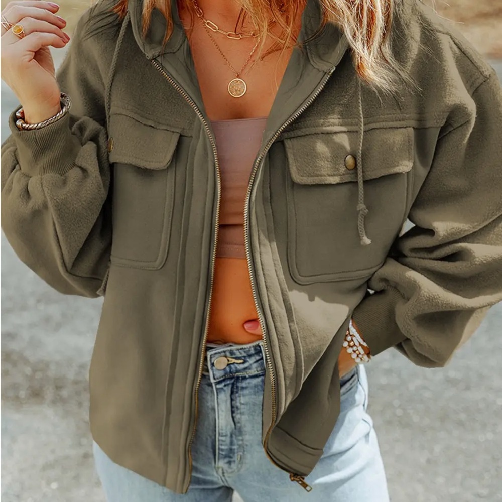 Olive Green Women's Hooded Jacket